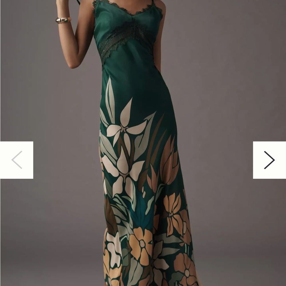 Chic Green Floral Slip Dress